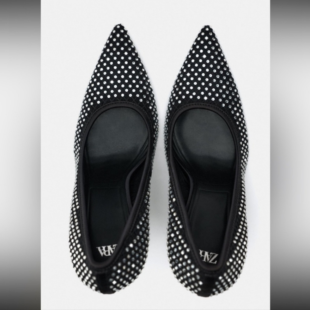 HEELED SHOES WITH RHINESTONES SIZE 6.5 - Picture 5 of 7